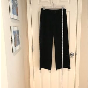 Q.U.E. Women Pants Black with sequin stripes on Both Sides, Wide legs. SZ.4